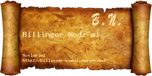 Billinger Noémi névjegykártya